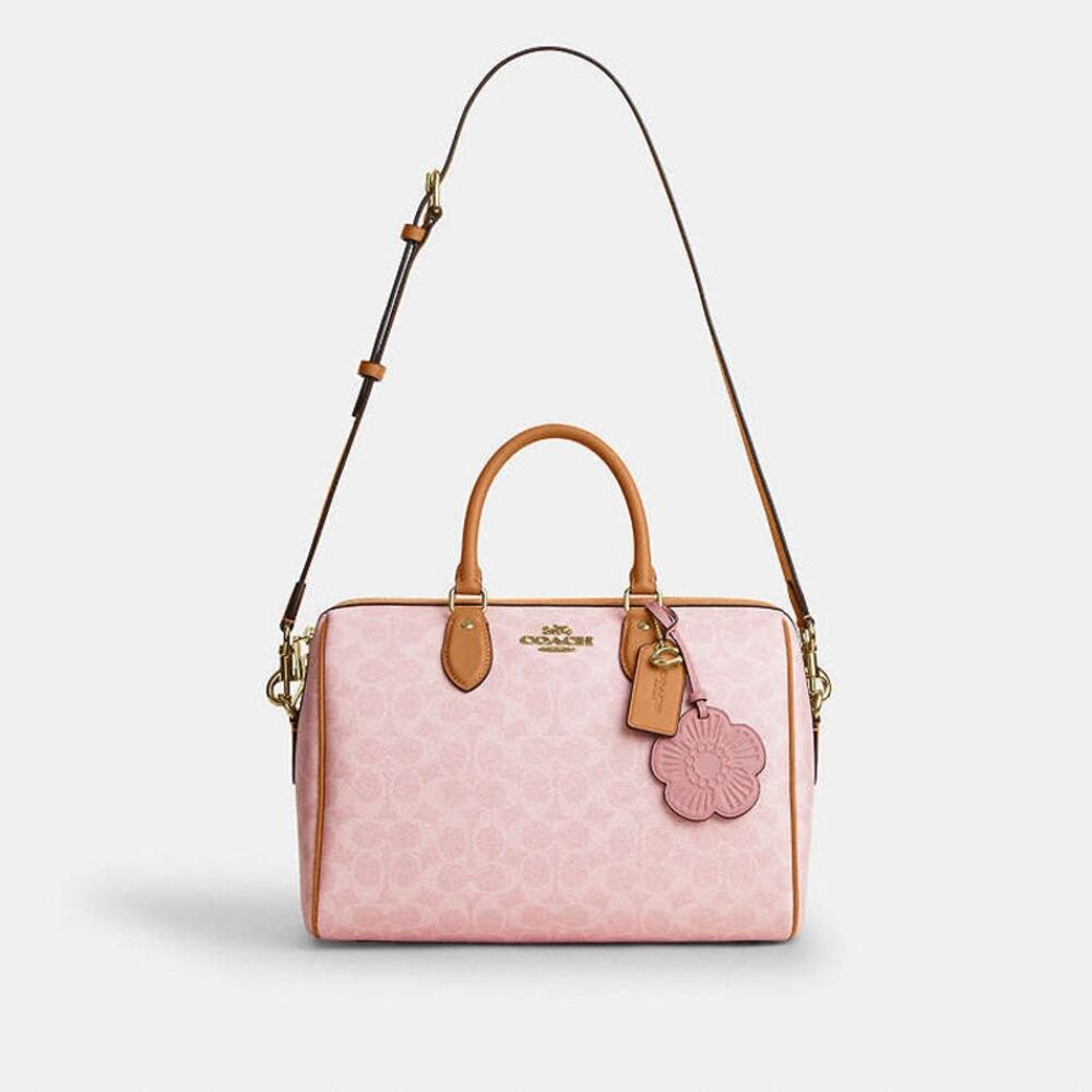 Coach CEA19 Large Rowan Satchel Powder Pink Signature Collection - NWT - Picture 2 of 11